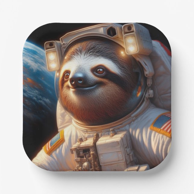 Sloth Astronaut Paper Plate (Front)
