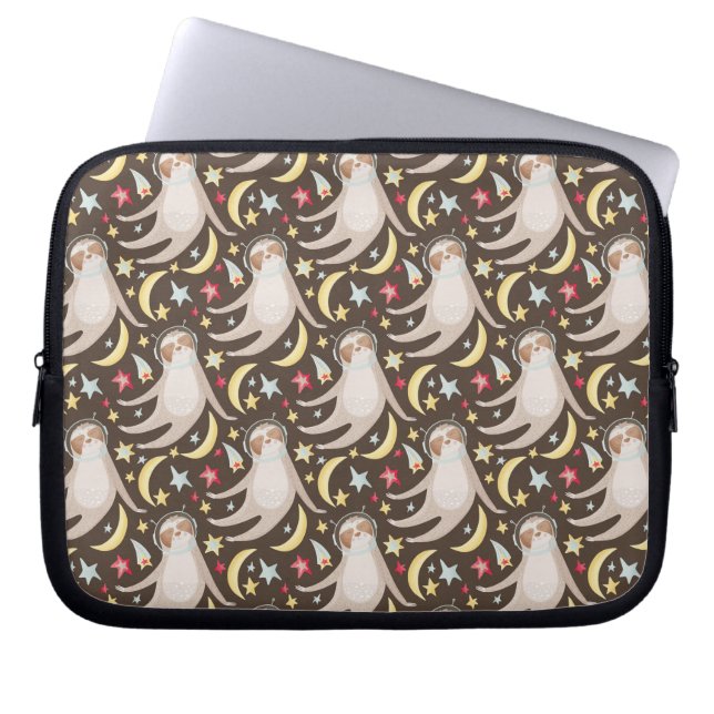 Sloth Astronaut Pattern Laptop Sleeve (Front)