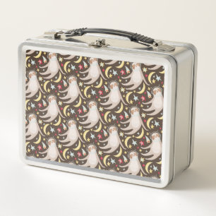Sloth Astronaut Pattern Metal Lunch Box
