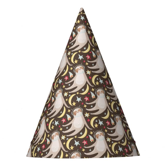 Sloth Astronaut Pattern Party Hat (Front)