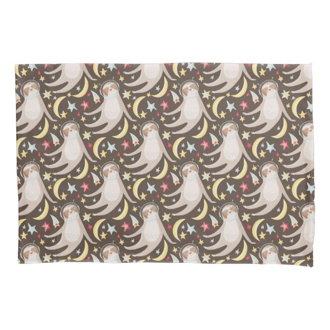 Sloth Astronaut Pattern Pillowcase (Front-Left)