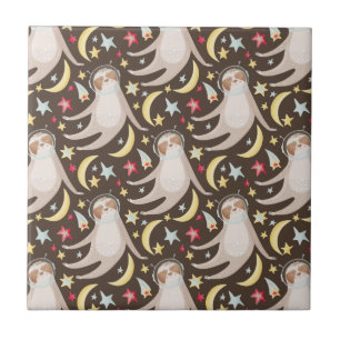 Sloth Astronaut Pattern Tile
