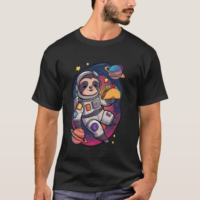 Sloth Astronaut Taco Space Adventure Funny Kawaii  T-Shirt (Front)
