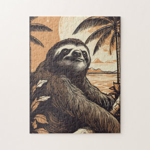 Sloth at a tropical beach jigsaw puzzle