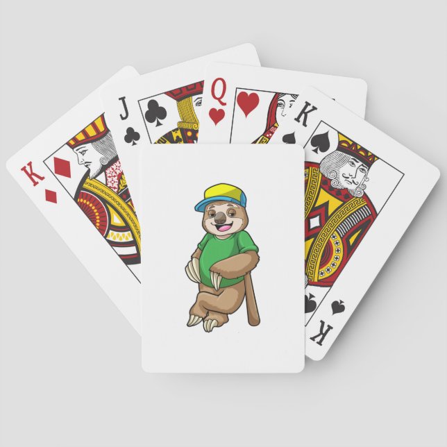 Sloth at Baseball with Baseball bat Playing Cards (Back)