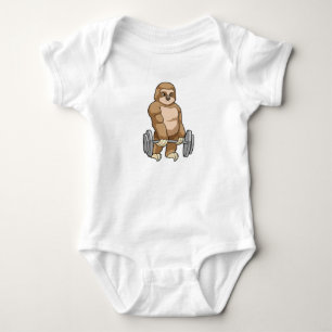Sloth at Bodybuilding with Barbell Baby Bodysuit