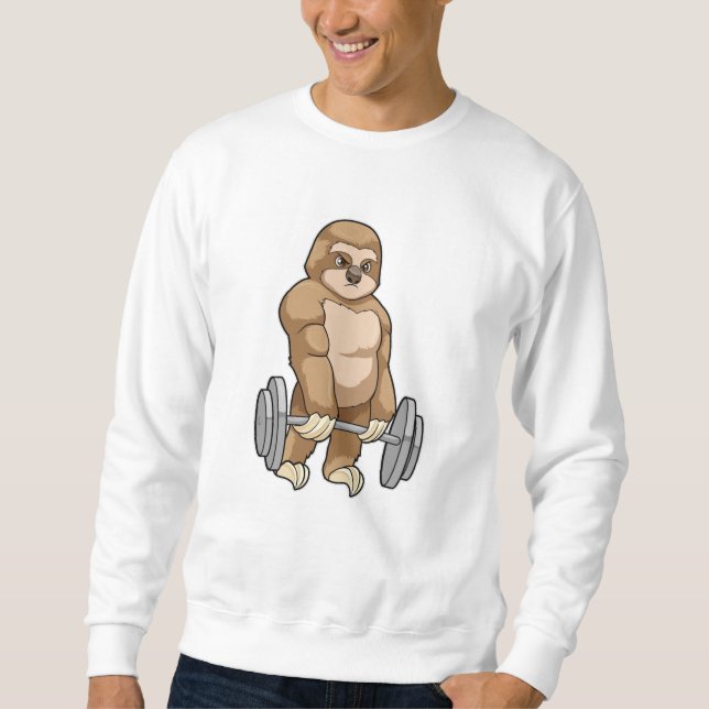 Sloth at Bodybuilding with Barbell Sweatshirt (Front)