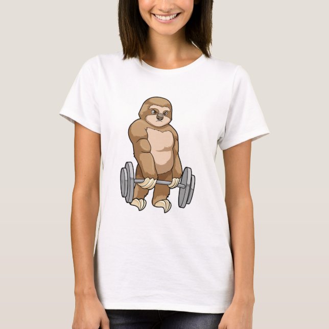 Sloth at Bodybuilding with Barbell T-Shirt (Front)