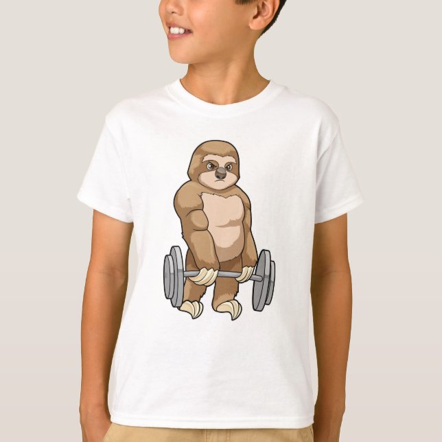 Sloth at Bodybuilding with Barbell T-Shirt (Front)