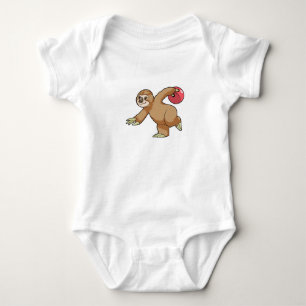 Sloth at Bowling with Bowling ball Baby Bodysuit