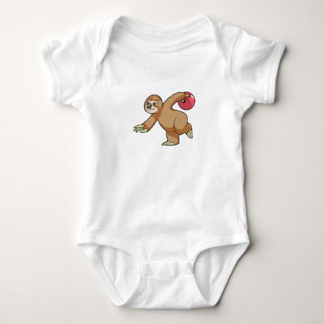 Sloth at Bowling with Bowling ball Baby Bodysuit (Front)