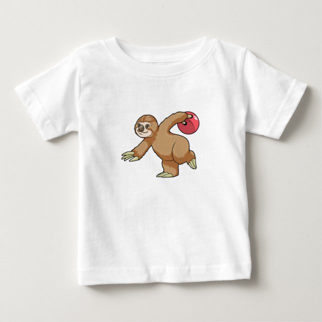 Sloth at Bowling with Bowling ball Baby T-Shirt (Front)