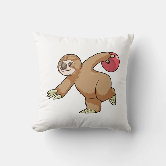 Sloth at Bowling with Bowling ball Cushion (Front)