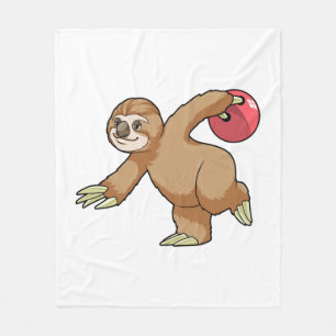 Sloth at Bowling with Bowling ball Fleece Blanket