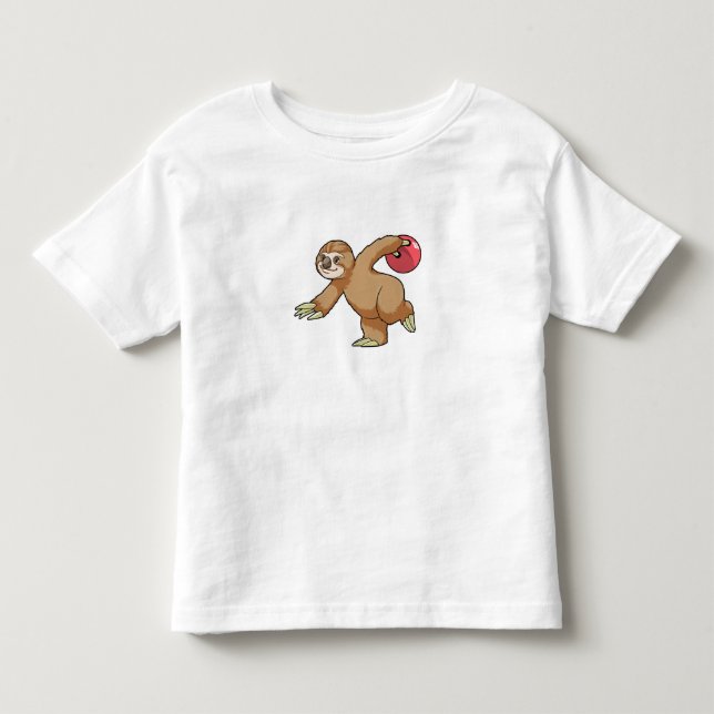 Sloth at Bowling with Bowling ball Toddler T-Shirt (Front)