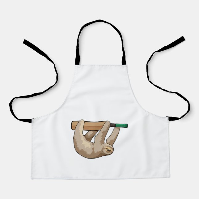 Sloth at Cricket with Cricket bat Apron (Front)