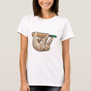 Sloth at Cricket with Cricket bat T-Shirt