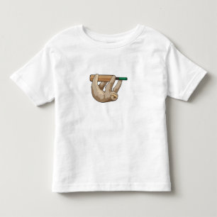 Sloth at Cricket with Cricket bat Toddler T-Shirt
