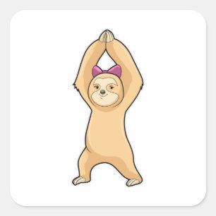 Sloth at Fitness Sports Square Sticker
