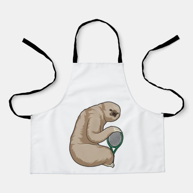 Sloth at Tennis with Tennis racket Apron (Front)
