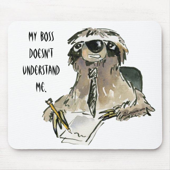 Sloth at Work Cartoon Mousepad (Front)