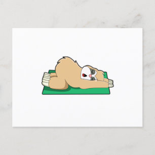 Sloth at Yoga on Yoga mat Postcard