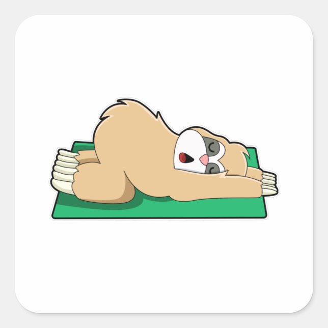 Sloth at Yoga on Yoga mat Square Sticker (Front)