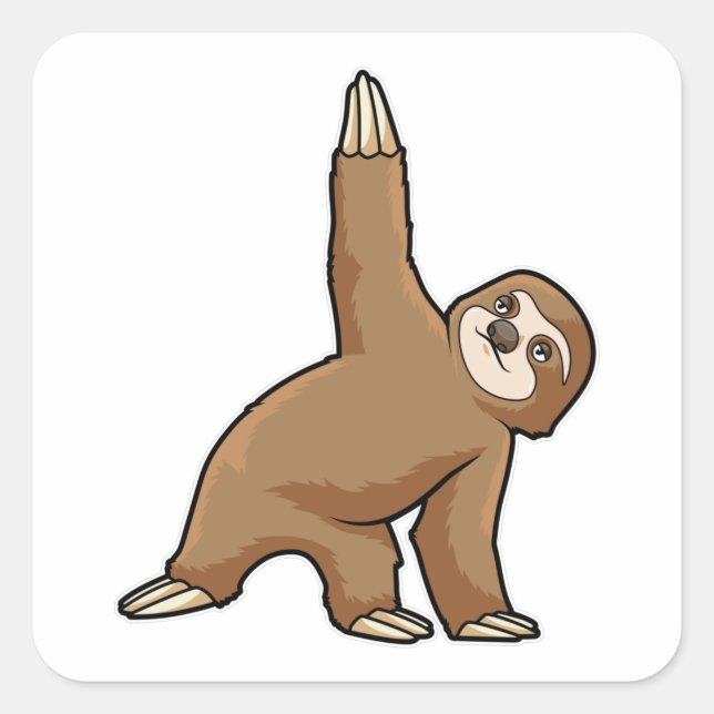 Sloth at Yoga Stretching exercises Legs Square Sticker (Front)