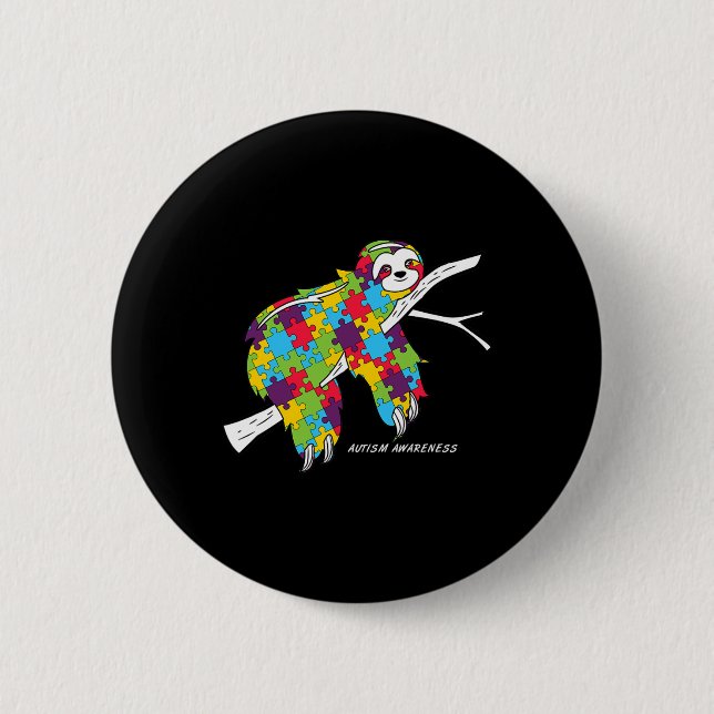 Sloth Autism Awareness  6 Cm Round Badge (Front)