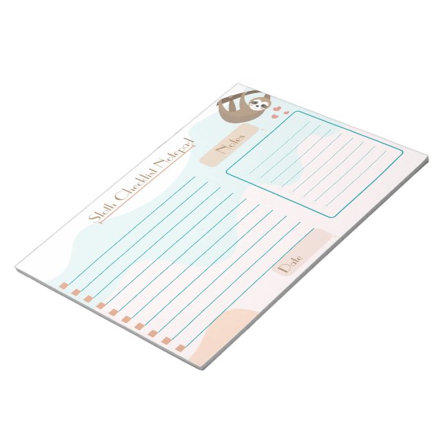 Sloth Away the Day Checklist Notepad (Angled)