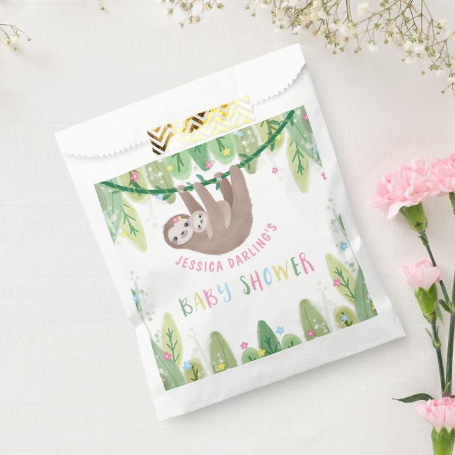 Sloth Baby Girl Shower Jungle Theme Favour Bags (Sealed)