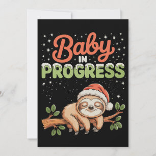 Sloth Baby In Progress Pregnant Pregnancy Xmas Holiday Card
