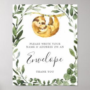 Sloth Baby Shower Address Envelope Sign