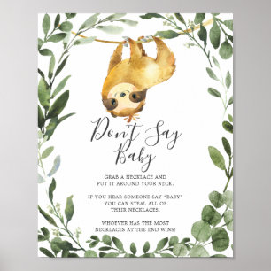 Sloth Baby Shower Don't Say Baby Sign