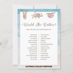 Sloth Baby Shower - Editable Name, 5x7 Invitation