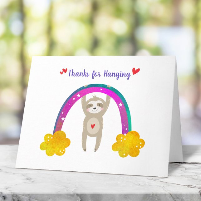 Sloth Baby Shower Gender Neutral Boho Rainbow Cute Thank You Card (Creator Uploaded)