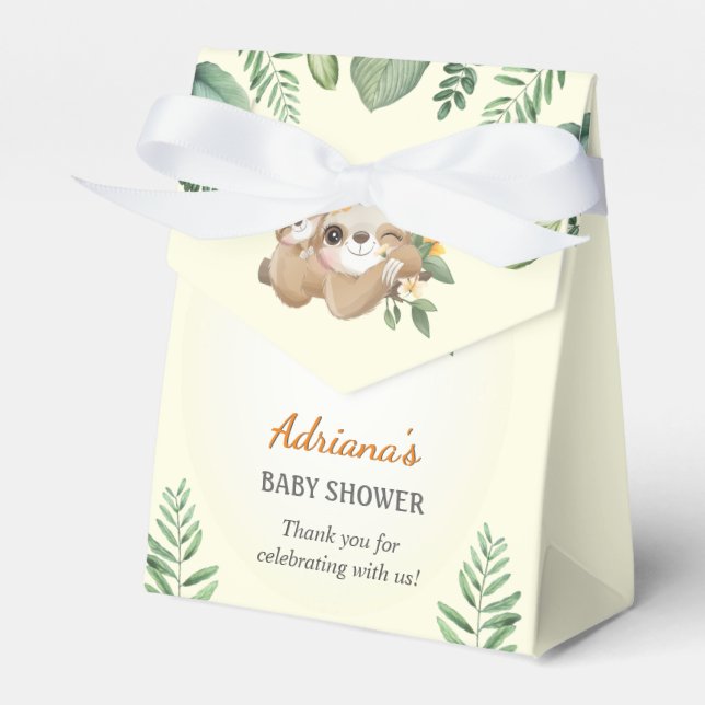 Sloth Baby Shower Gender Neutral Sprinkle Candy Favour Box (Front Side)