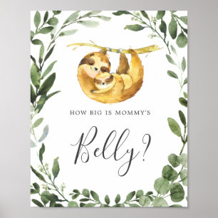 Sloth Baby Shower Guess How Big is Mummy's Belly Poster
