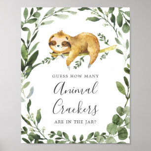 Sloth Baby Shower Guess How Many Animal Crackers Poster