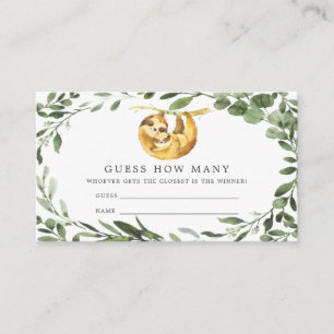 Sloth Baby Shower Guess How Many Card