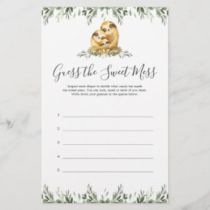 Sloth Baby Shower Guess The Sweet Mess