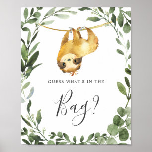 Sloth Baby Shower Guess What's in the Bag Game Poster