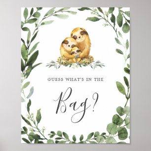 Sloth Baby Shower Guess What's in the Bag Game Poster