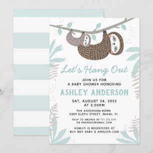 Sloth Baby Shower Invitation