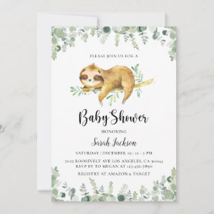 Sloth Baby Shower Invitation