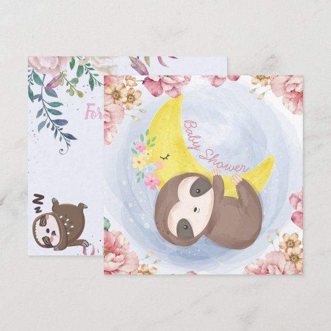 Sloth Baby Shower Invitation (Front/Back)