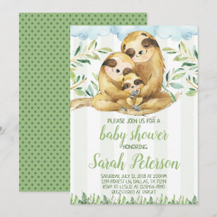 Sloth Baby Shower Invitation Invite