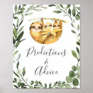 Sloth Baby Shower Predictions and Advice Sign