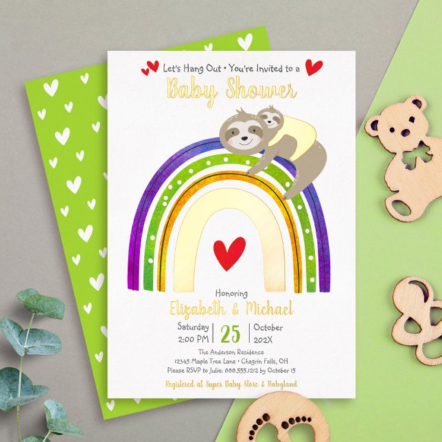 Sloth Baby Shower Rainbow Gender Neutral Real Gold (Creator Uploaded)