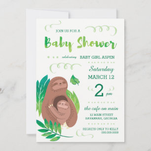 Sloth Baby Shower Rainforest Jungle Theme Invitation